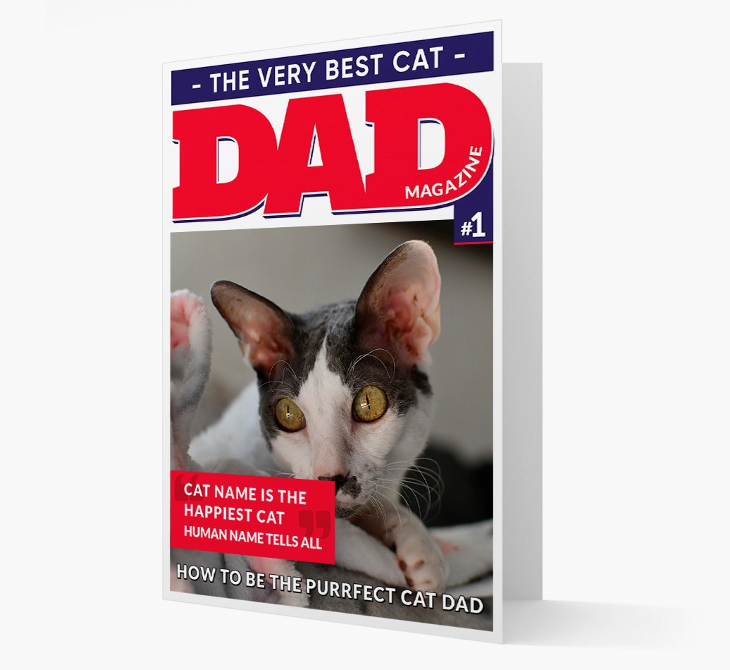 Very Best Cat Dad Magazine - Personalised {breedFullName} Card - View of front