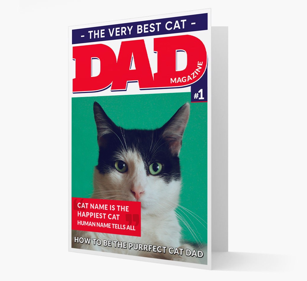Very Best Cat Dad Magazine - Personalized {breedFullName} Card - View of front
