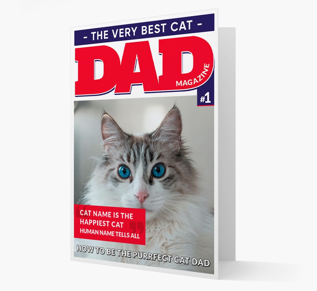 Very Best Cat Dad Magazine - Personalised {breedFullName} Card - View of front