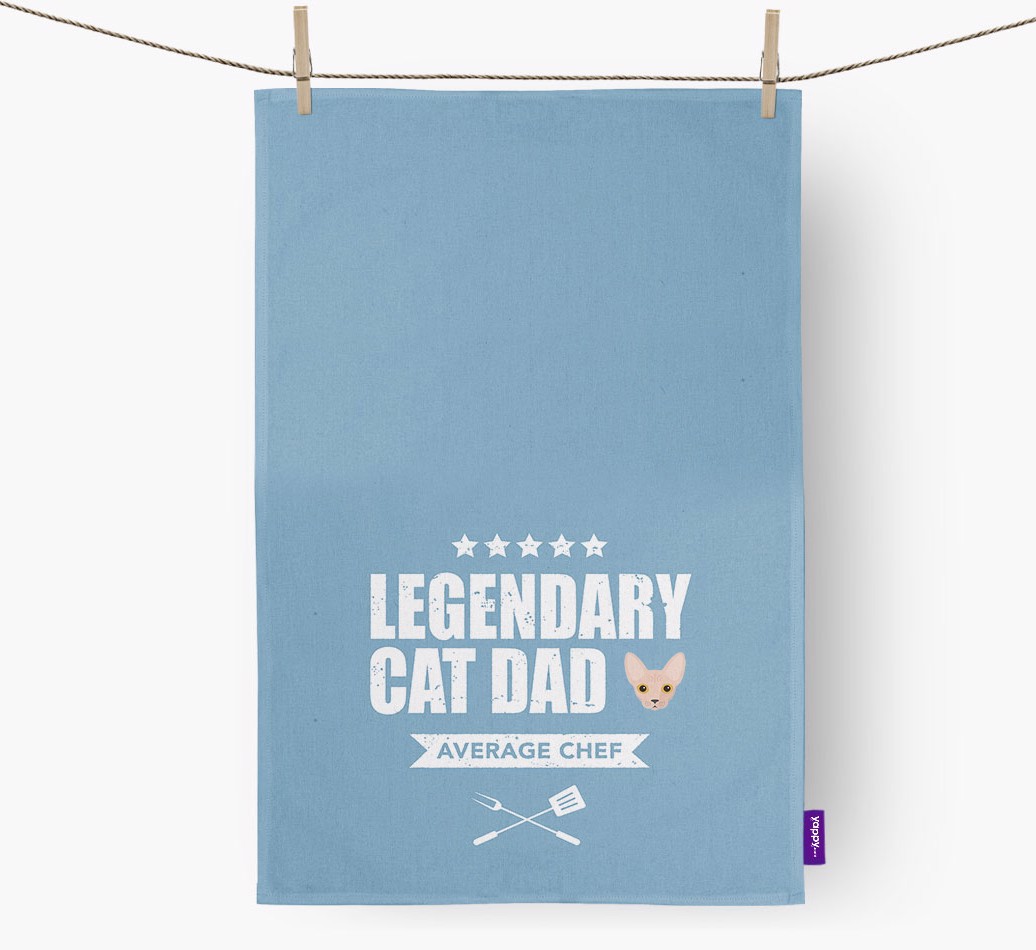 Legendary Cat Dad: Personalised {breedFullName} Tea Towel 