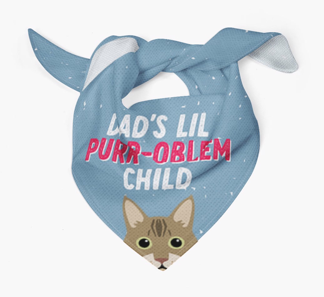 Dad's Purr-oblem Child: Personalized {breedCommonName} Bandana - Tied