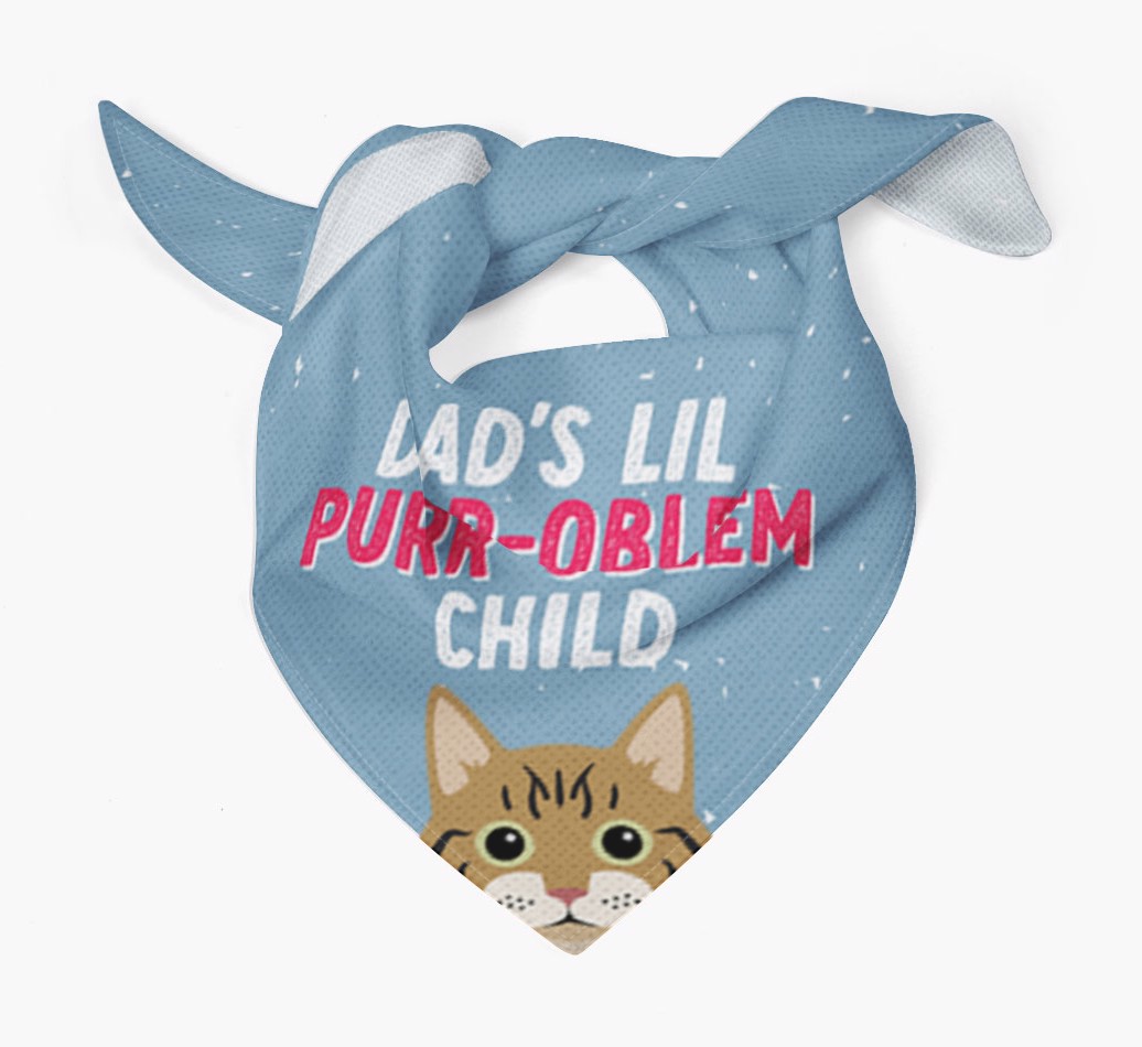 Dad's Purr-oblem Child: Personalized {breedCommonName} Bandana - Tied