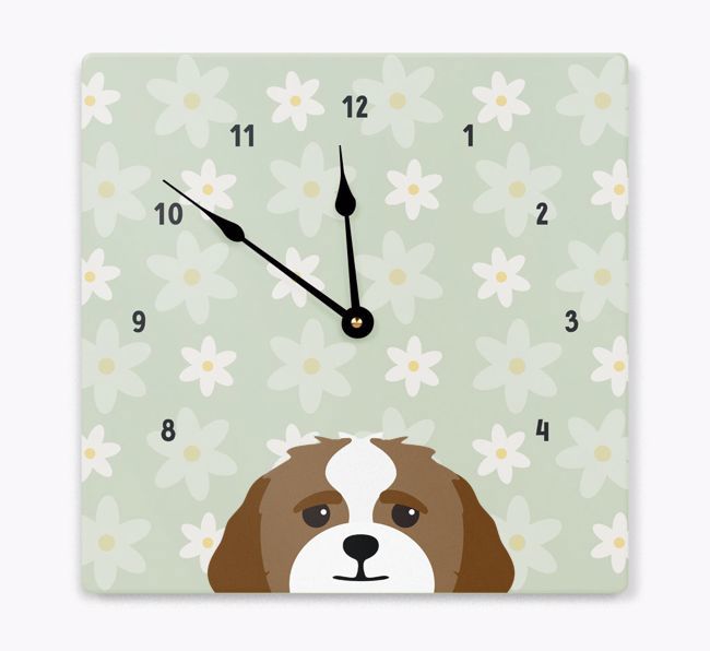 Daisy Pattern: Personalized {breedFullName} Wall Clock