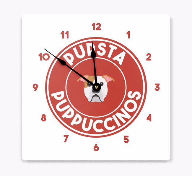 Pupsta Puppuccinos: Personalized {breedFullName} Wall Clock