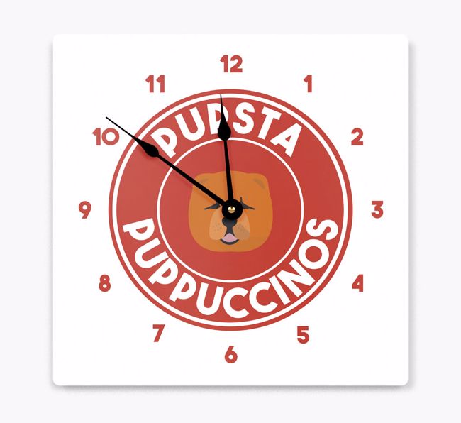 Pupsta Puppuccinos: Personalised {breedFullName} Wall Clock