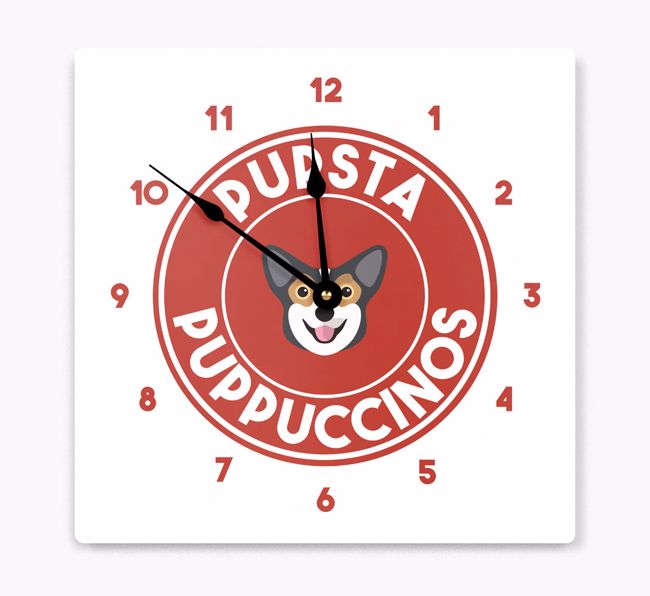 Pupsta Puppuccinos: Personalized {breedFullName} Wall Clock