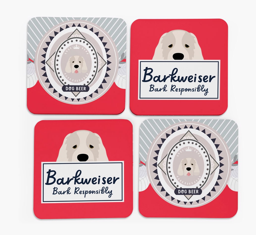 Barkweiser: Personalised {breedFullName} Coasters - front of coasters