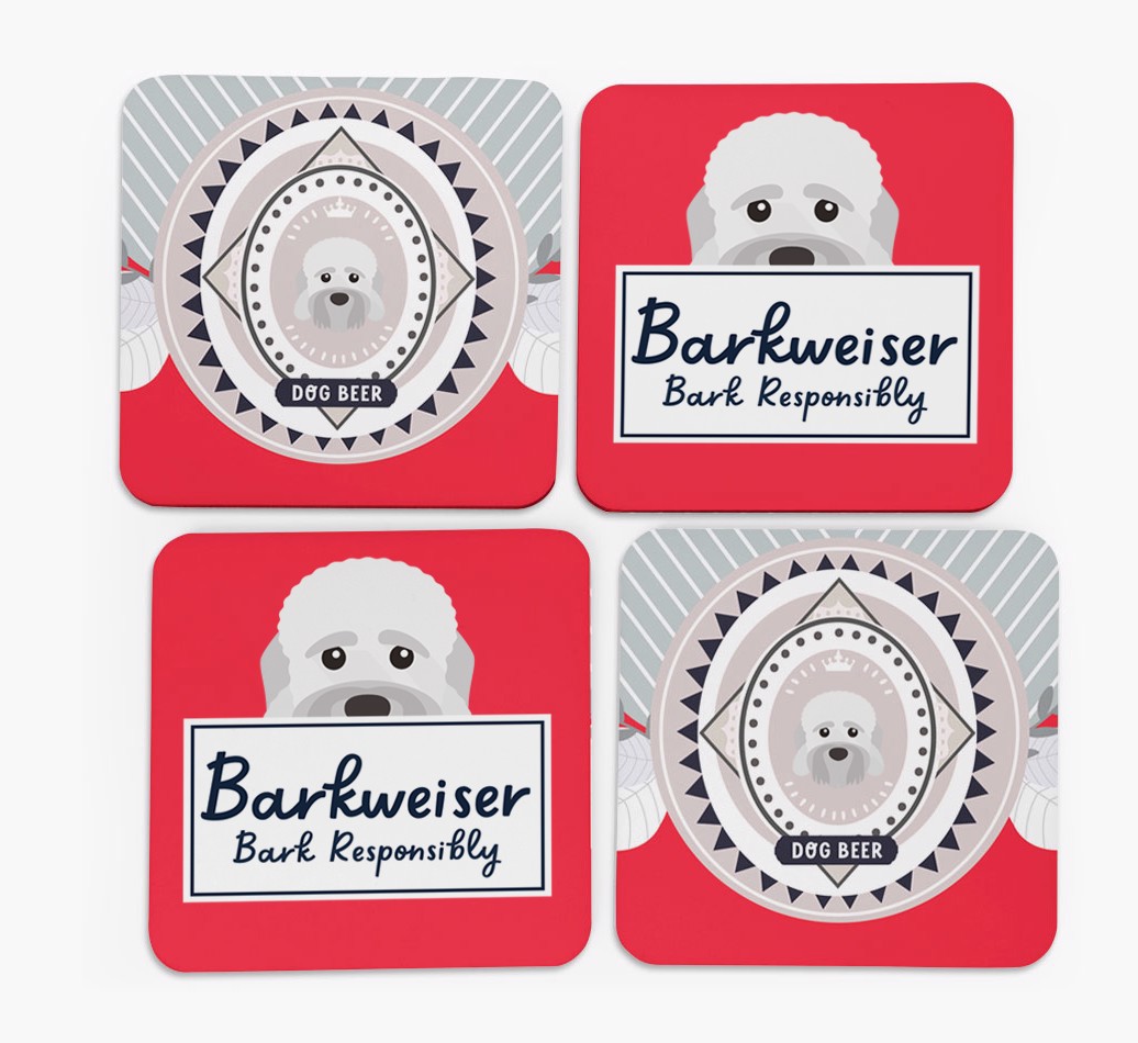 Barkweiser: Personalised {breedFullName} Coasters - front of coasters