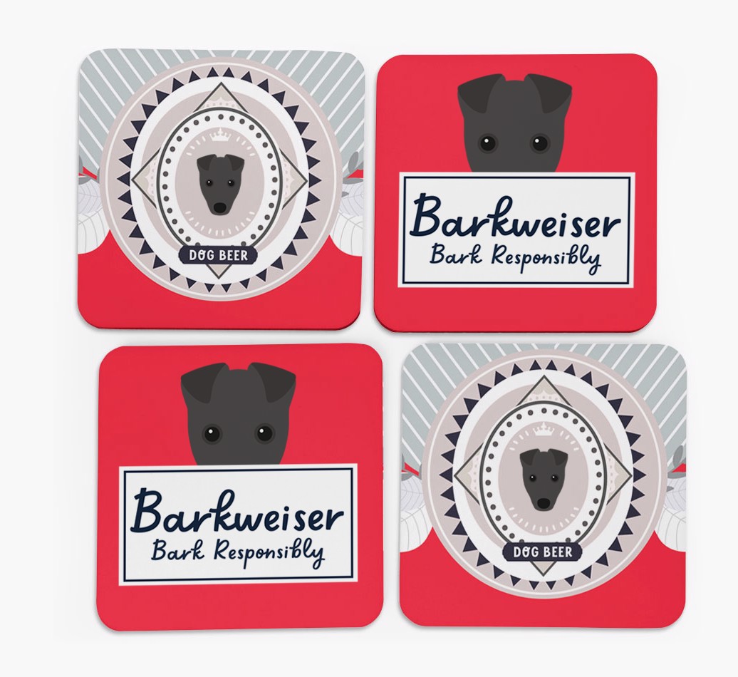 Barkweiser: Personalised {breedFullName} Coasters - front of coasters