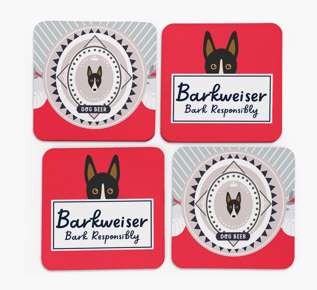 Barkweiser: Personalised {breedFullName} Coasters - front of coasters