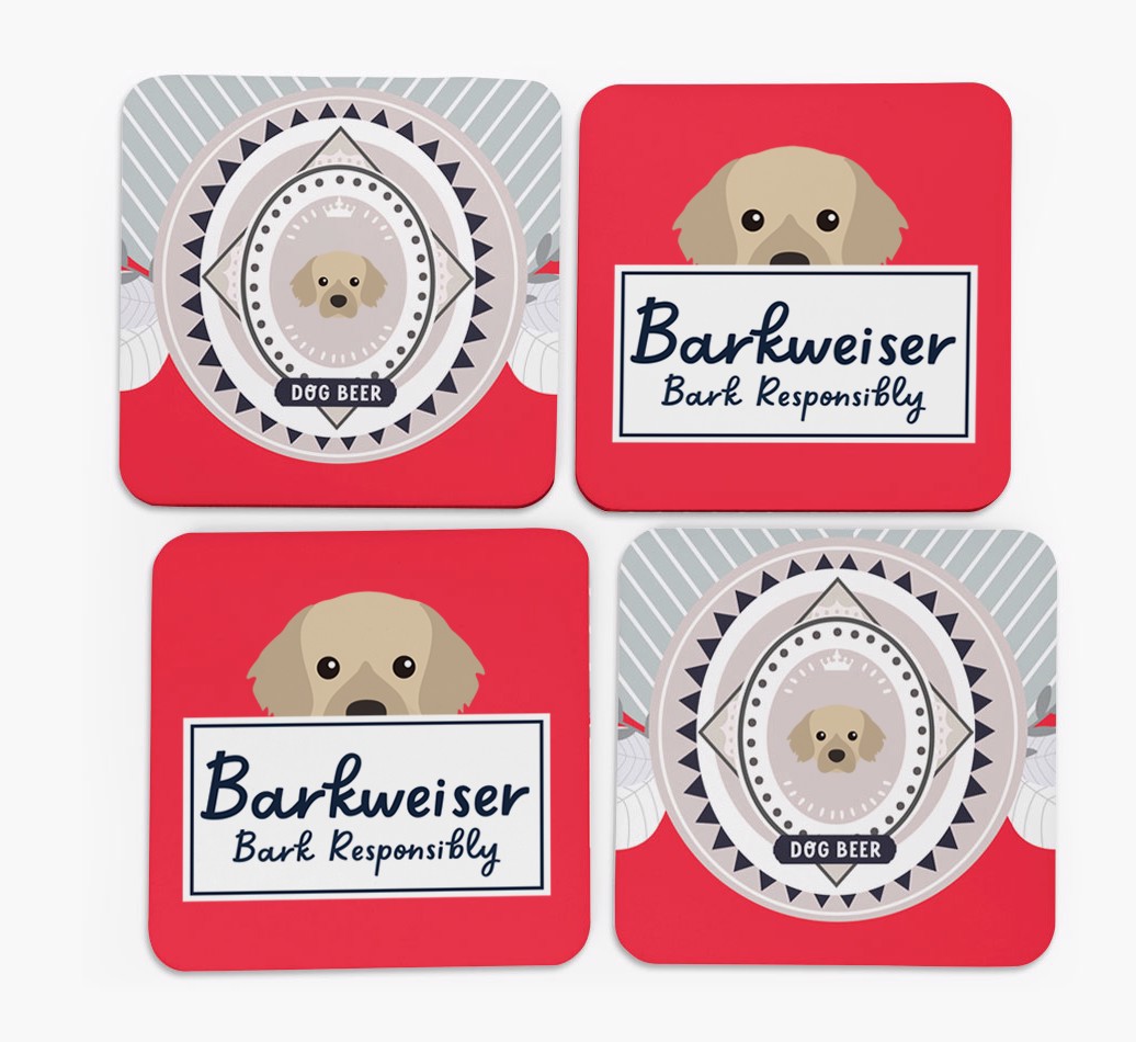 Barkweiser: Personalized {breedFullName} Coasters - front of coasters