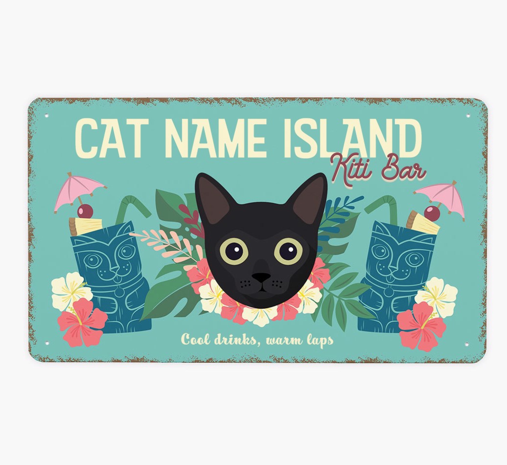 Island Kiti Bar: Personalised {breedFullName} Metal Sign - Front view