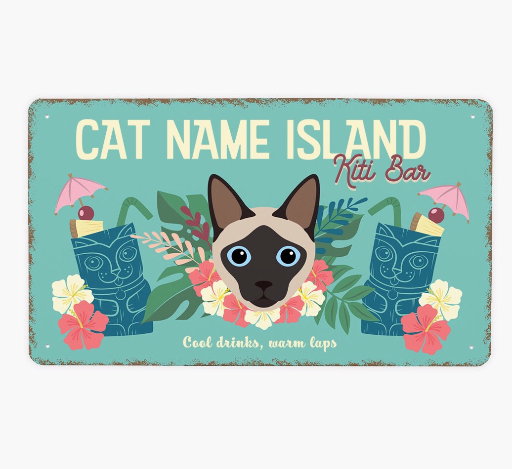 Island Kiti Bar: Personalised {breedFullName} Metal Sign - Front view