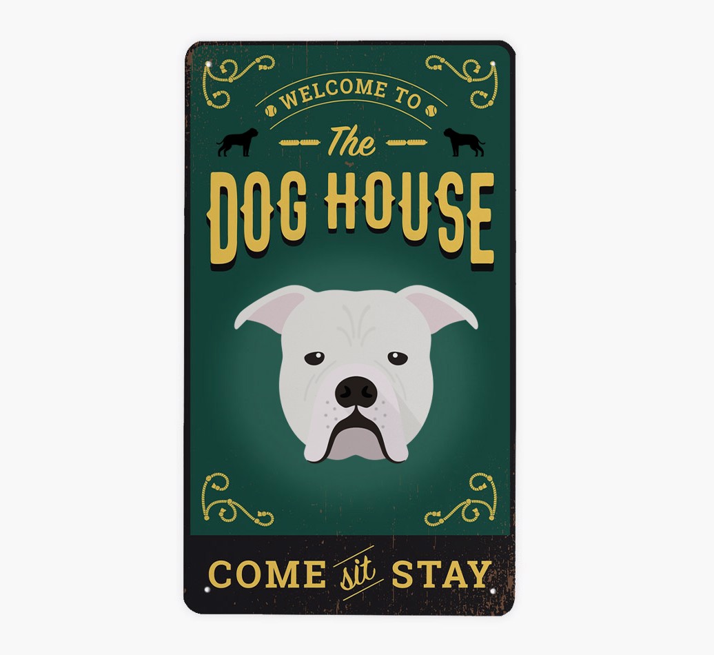 The Dog House Pub Sign: Personalized {breedFullName} Metal Sign - Front view