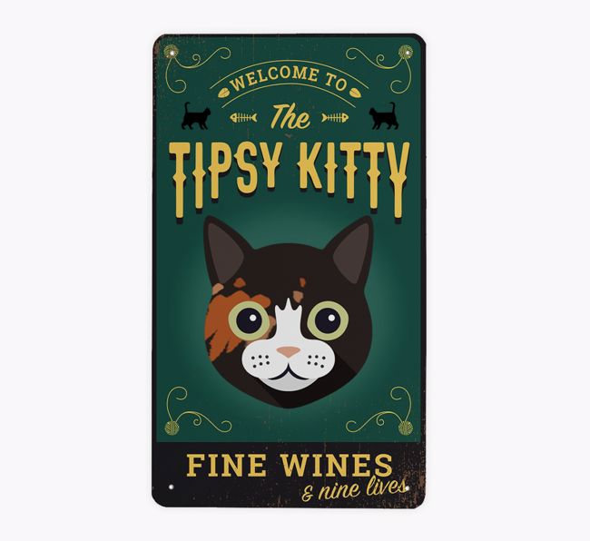 The Tipsy Kitty Pub Sign: Personalised {breedCommonName} Metal Sign