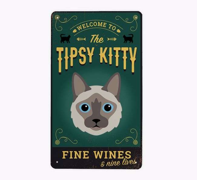 The Tipsy Kitty Pub Sign: Personalized {breedCommonName} Metal Sign