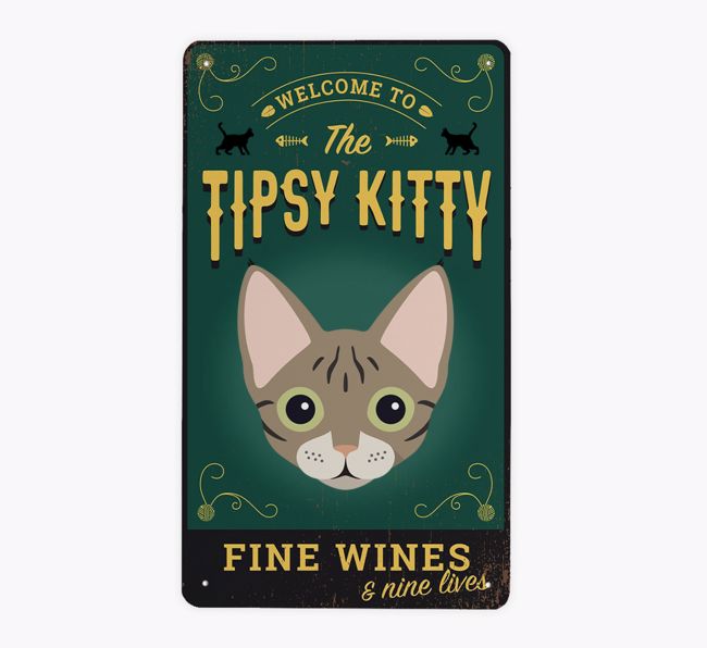 The Tipsy Kitty Pub Sign: Personalized {breedCommonName} Metal Sign