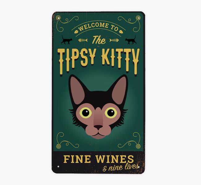 The Tipsy Kitty Pub Sign: Personalized {breedCommonName} Metal Sign