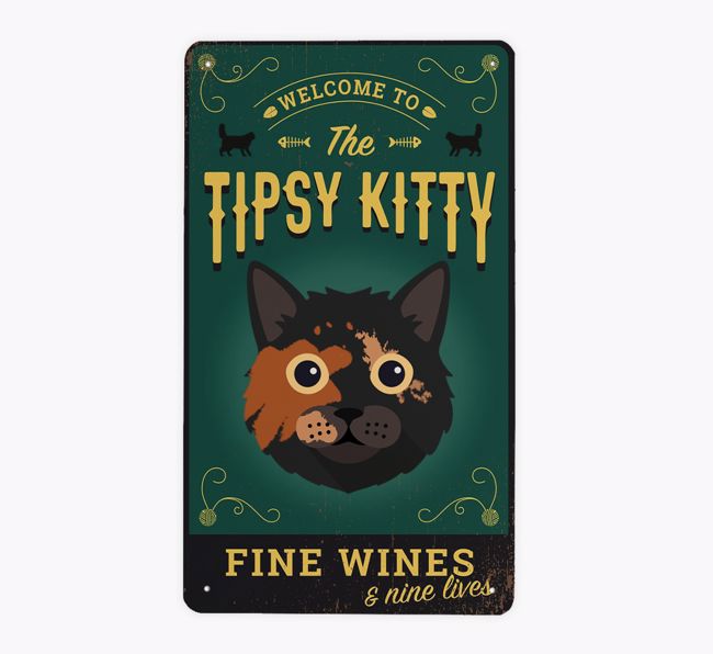 The Tipsy Kitty Pub Sign: Personalized {breedCommonName} Metal Sign