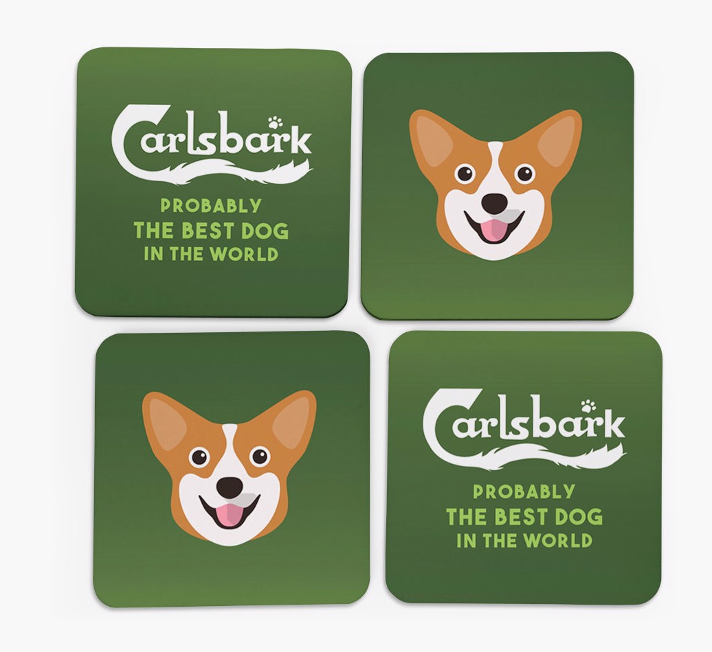 Carlsbark: Personalized {breedFullName} Coasters - front of coasters