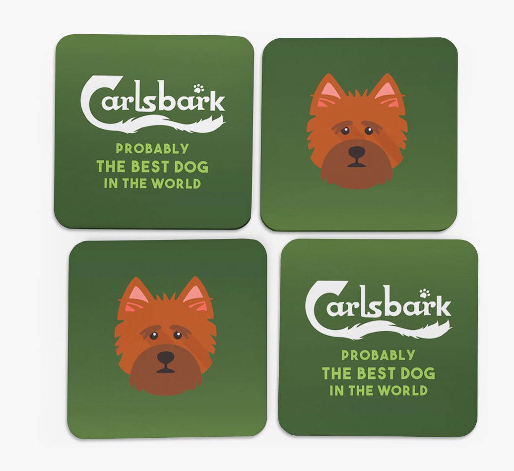 Carlsbark: Personalized {breedFullName} Coasters - front of coasters