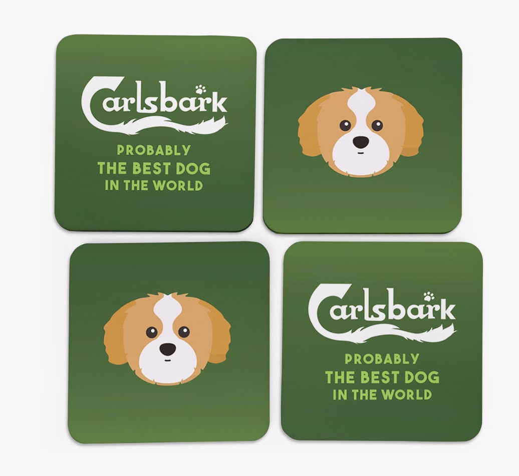 Carlsbark: Personalized {breedFullName} Coasters - front of coasters