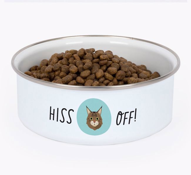 Hiss Off: Personalised {breedCommonName} Enamel Cat Bowl