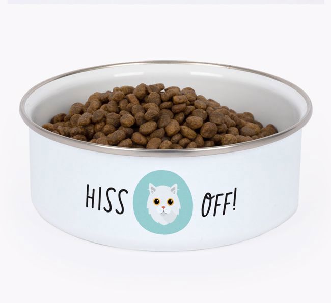 Hiss Off: Personalised {breedCommonName} Enamel Cat Bowl