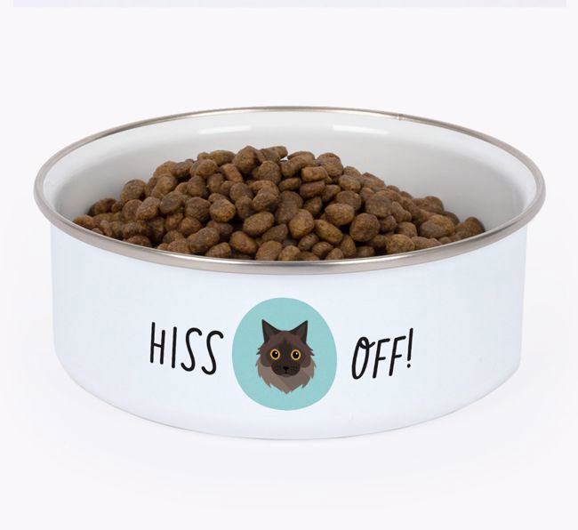 Hiss Off: Personalised {breedCommonName} Enamel Cat Bowl