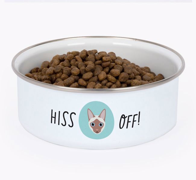 Hiss Off: Personalised {breedCommonName} Enamel Cat Bowl