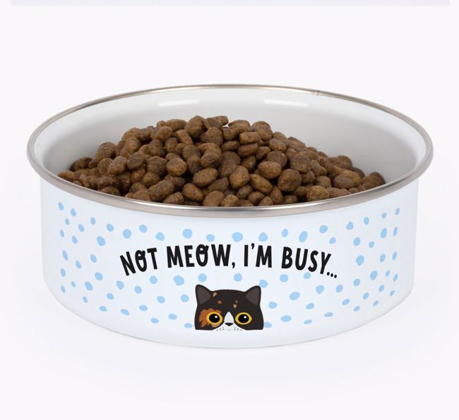 Not Meow, I'm Busy: Personalised {breedCommonName} Enamel Cat Bowl