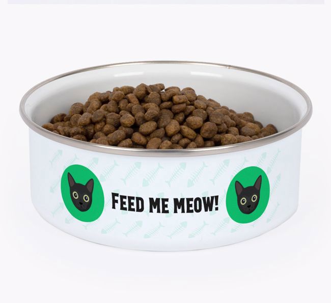 Feed Me Meow: Personalised {breedFullName} Enamel Cat Bowl