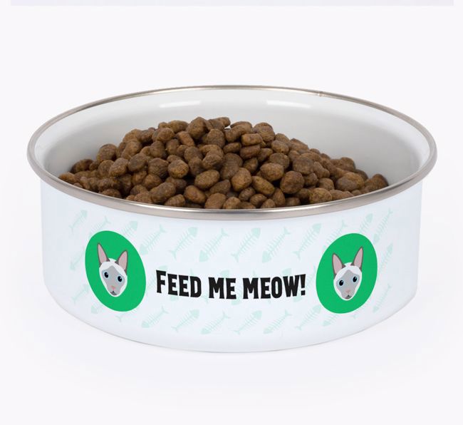 Feed Me Meow: Personalised {breedFullName} Enamel Cat Bowl