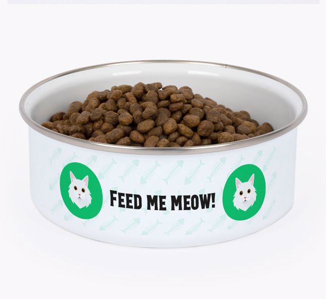 Feed Me Meow: Personalised {breedFullName} Enamel Cat Bowl