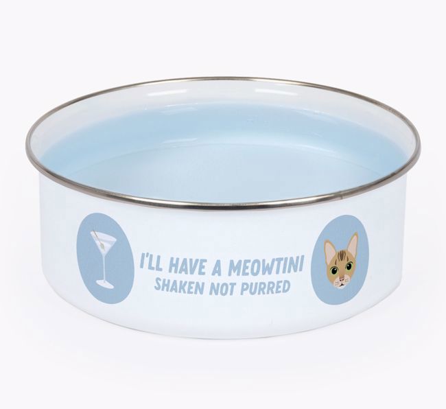 Meowtini: Personalised {breedCommonName} Enamel Cat Bowl