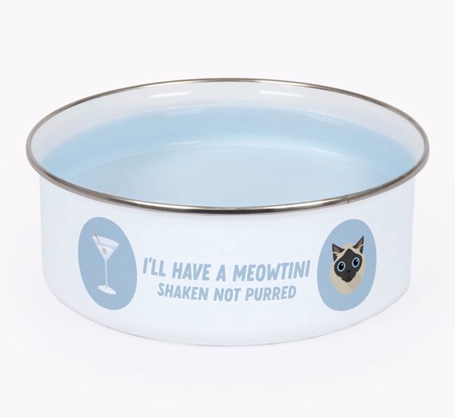 Meowtini: Personalised {breedCommonName} Enamel Cat Bowl