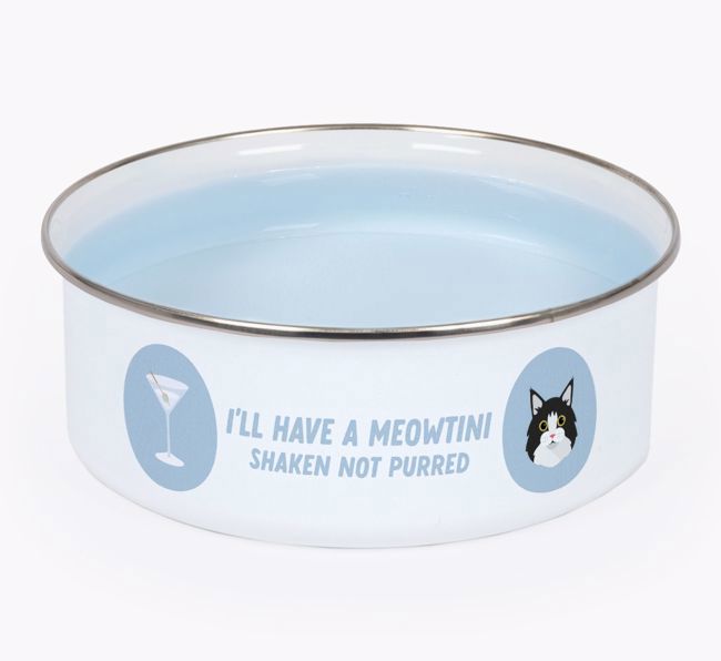 Meowtini: Personalised {breedCommonName} Enamel Cat Bowl