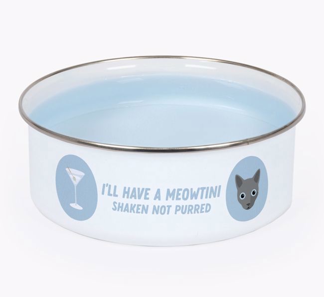 Meowtini: Personalised {breedCommonName} Enamel Cat Bowl