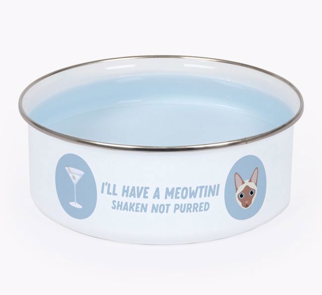 Meowtini: Personalised {breedCommonName} Enamel Cat Bowl