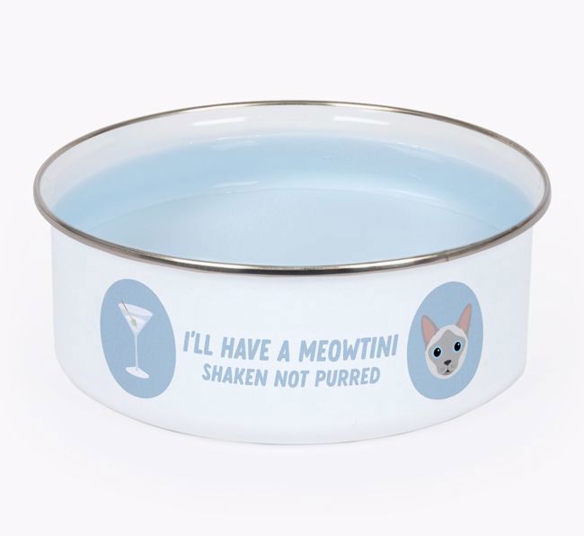 Meowtini: Personalised {breedCommonName} Enamel Cat Bowl