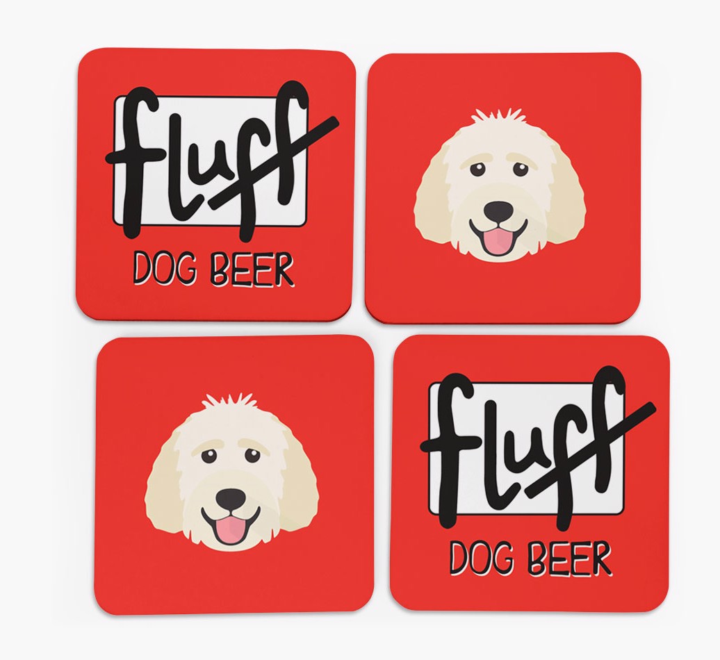 Fluff: Personalized {breedFullName} Coasters - front of coasters