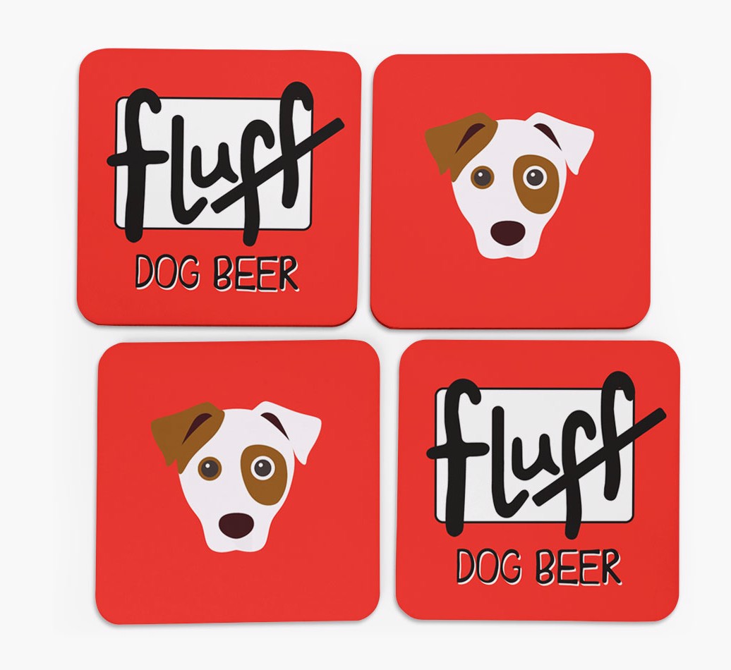 Fluff: Personalised {breedFullName} Coasters - front of coasters