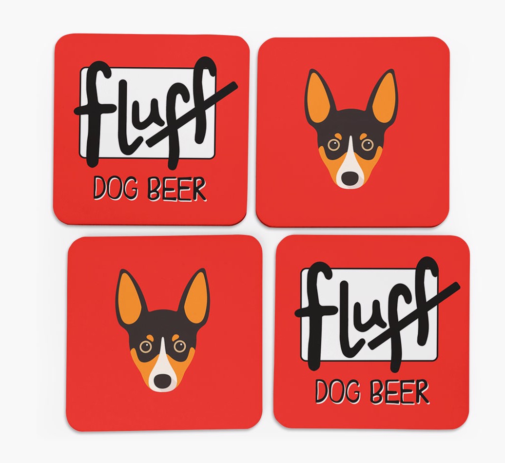 Fluff: Personalised {breedFullName} Coasters - front of coasters