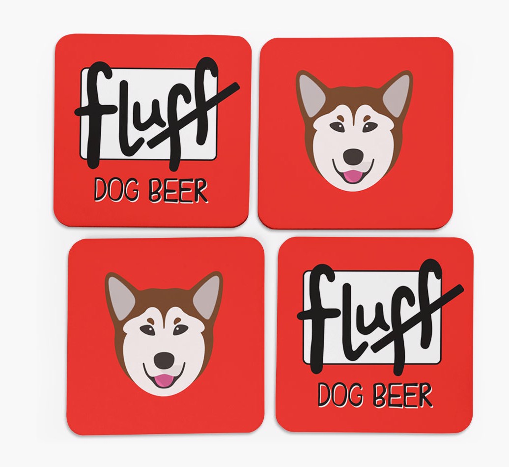 Fluff: Personalized {breedFullName} Coasters - front of coasters