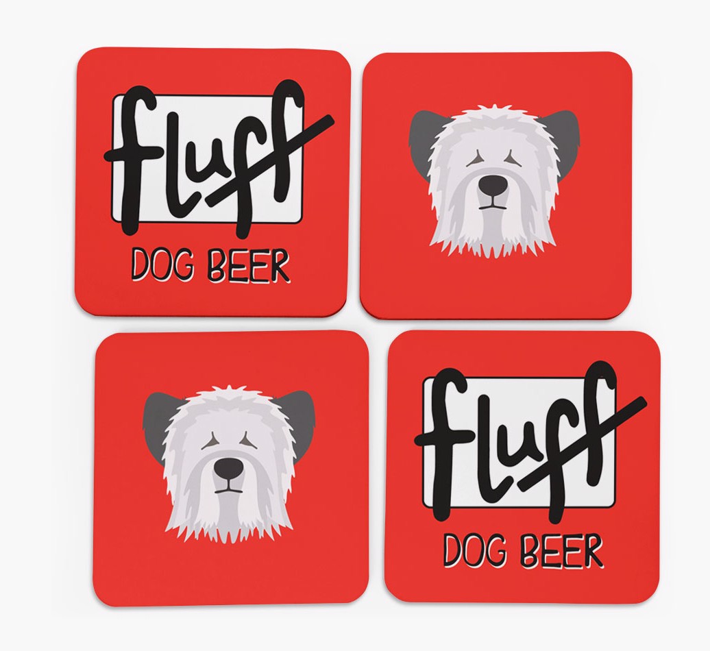 Fluff: Personalized {breedFullName} Coasters - front of coasters