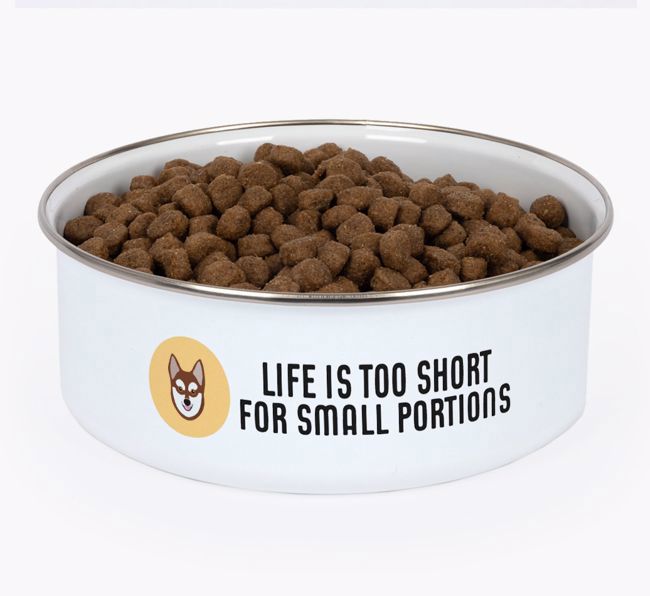 Life Is Too Short: Personalized {breedFullName} Enamel Dog Bowl