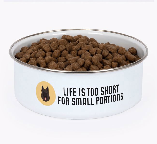 Life Is Too Short: Personalized {breedFullName} Enamel Dog Bowl