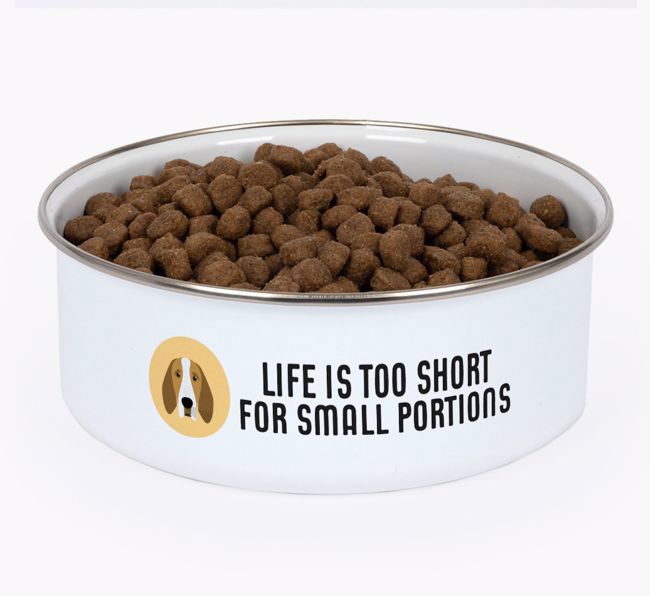 Life Is Too Short: Personalized {breedFullName} Enamel Dog Bowl