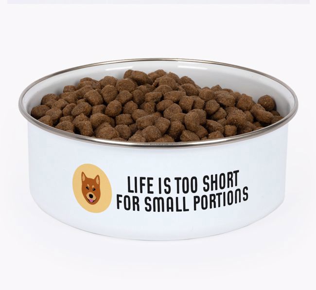 Life Is Too Short: Personalized {breedFullName} Enamel Dog Bowl