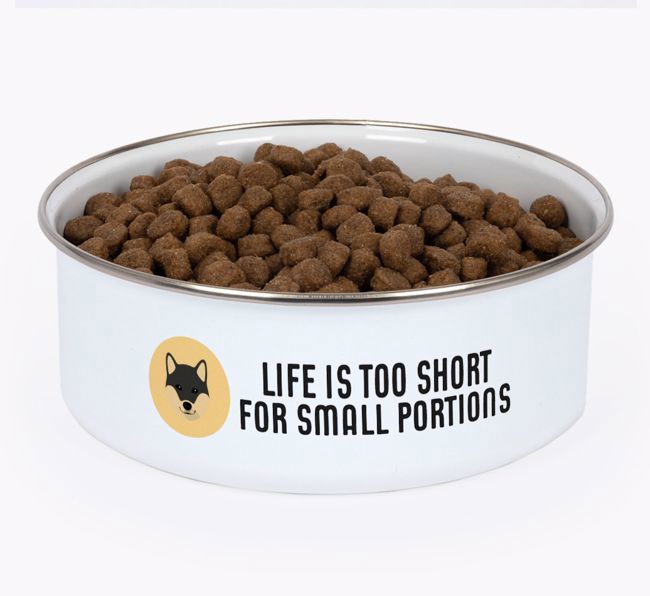 Life Is Too Short: Personalized {breedFullName} Enamel Dog Bowl